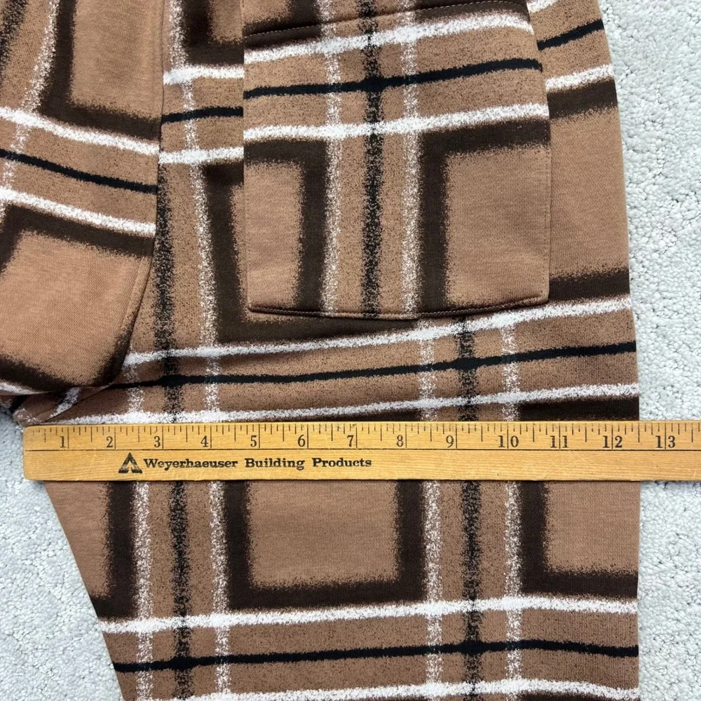 Jordan Mens Essential Fleece Sweatpants Size Small Brown Plaid Checkered Joggers